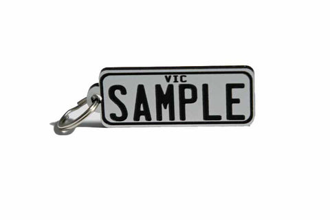 Number Plate Key Ring White with Black Writing