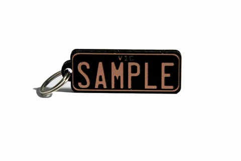 Number Plate Key Ring Black with Gold Writing