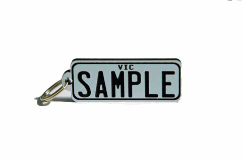 Number Plate Key Ring Silver with Black Writing