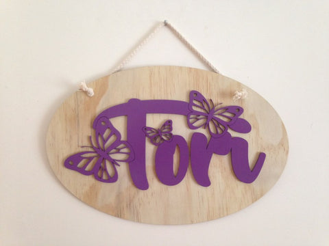 Kids Oval Butterfly Name Panel