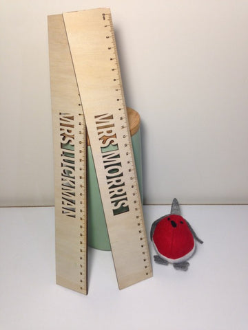 30cm Wooden Ruler with Laser Cut Text